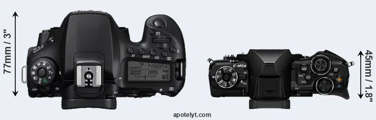 Compare 90D versus E-M5 II top