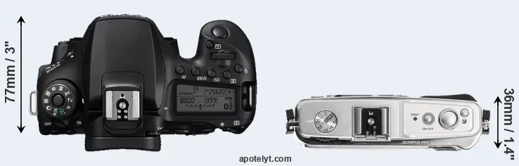 Compare 90D versus E-P1 top