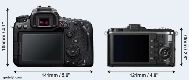 Comparison 90D or E-P2 rear