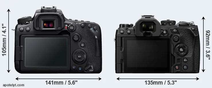 Comparison 90D or OM-1 II rear