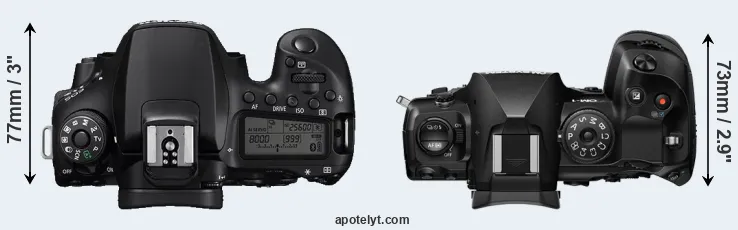 Compare 90D versus OM-1 II top