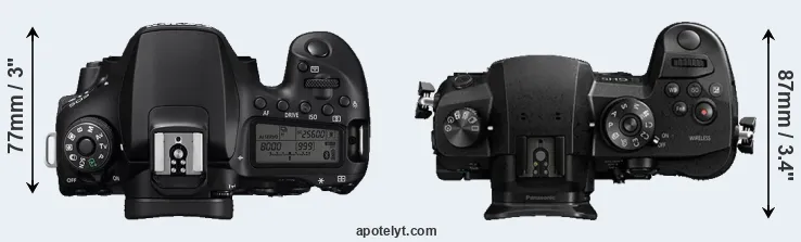 Compare 90D versus GH5 top