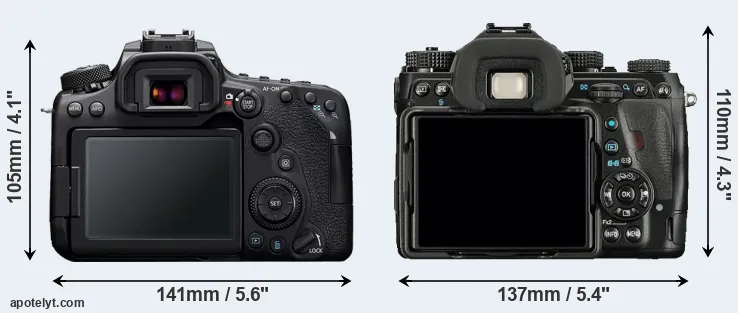 Comparison 90D or K-1 rear