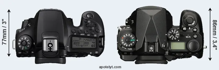 Compare 90D versus K-1 top
