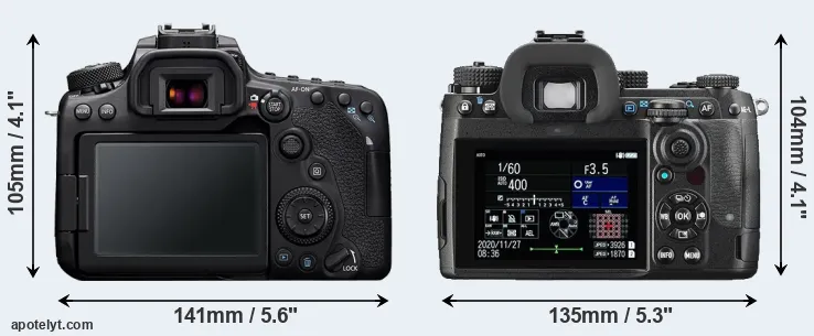 Comparison 90D or K-3 III rear
