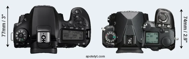 Compare 90D versus K-3 III top