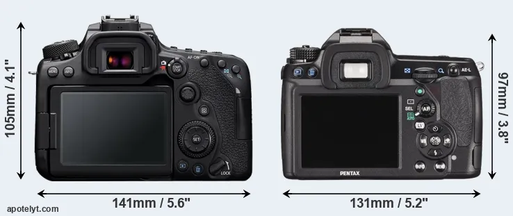 Comparison 90D or K-5 II rear