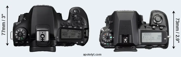 Compare 90D versus K-5 II top