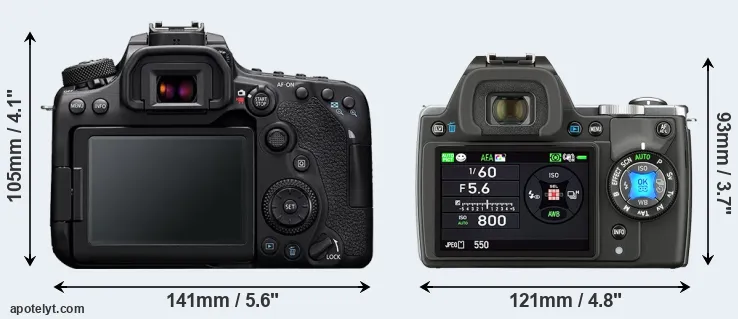 Comparison 90D or K-S1 rear