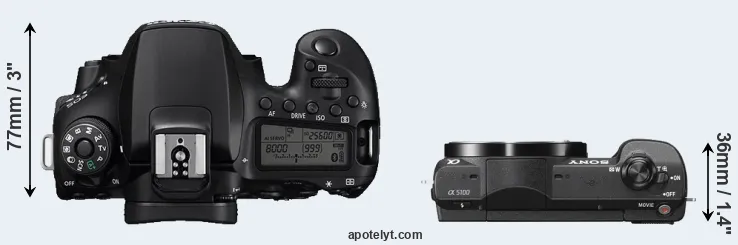 Compare 90D versus A5100 top