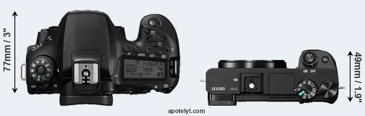 Compare 90D versus A6300 top