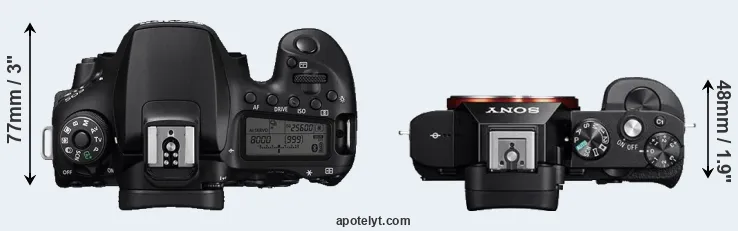 Compare 90D versus A7 top