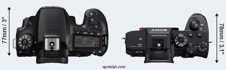 Compare 90D versus A7R IV top