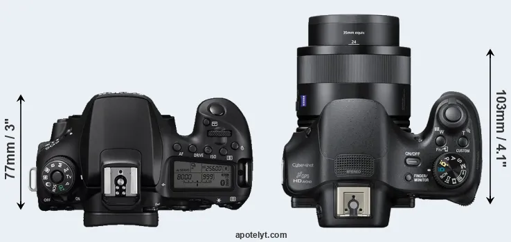 Compare 90D versus HX400V top