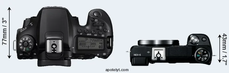 Compare 90D versus NEX-6 top