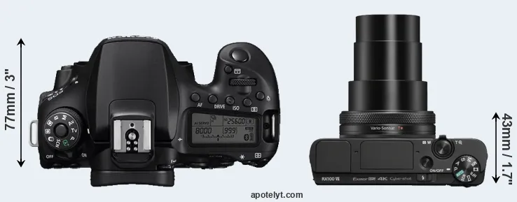 Compare 90D versus RX100 VII top