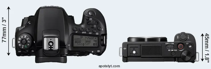 Compare 90D versus ZV-E10 top