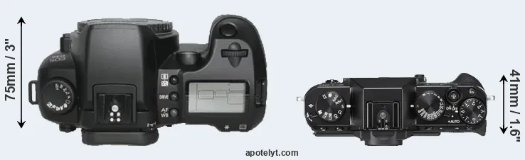 Compare D30 versus X-T20 top