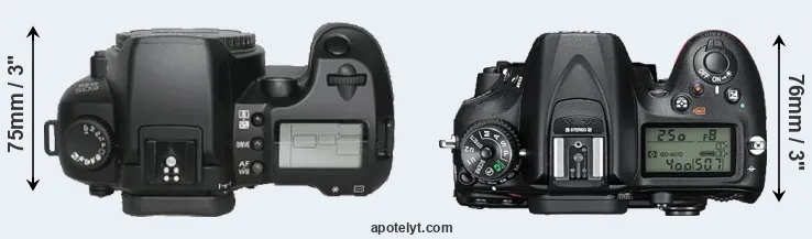 Compare D30 versus D7200 top