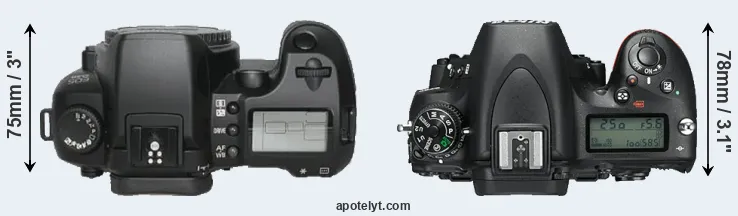 Compare D30 versus D750 top