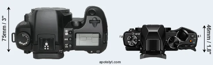 Compare D30 versus E-M10 top
