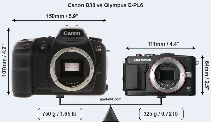 Size Canon D30 vs Olympus E-PL6