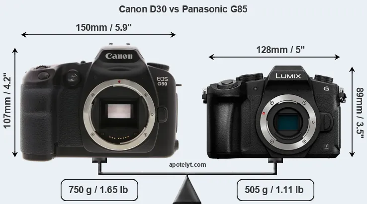 Size Canon D30 vs Panasonic G85