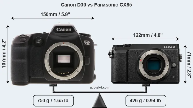 Size Canon D30 vs Panasonic GX85