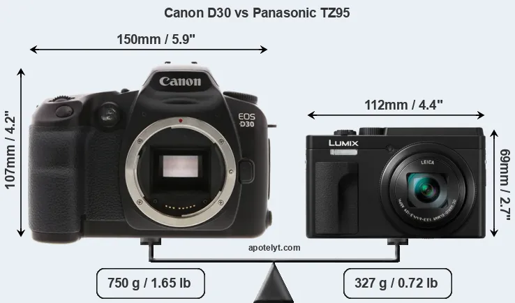Size Canon D30 vs Panasonic TZ95