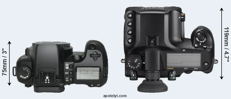 Compare D30 versus 645D top