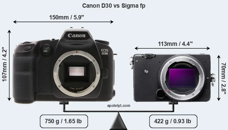 Size Canon D30 vs Sigma fp
