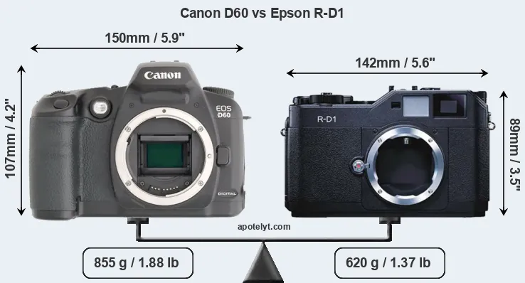 Size Canon D60 vs Epson R-D1