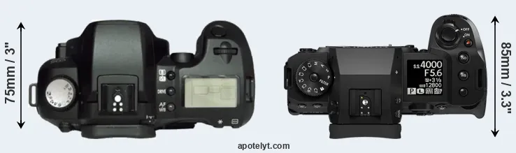Compare D60 versus X-H2 top