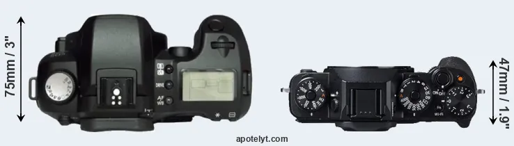 Compare D60 versus X-T1 top