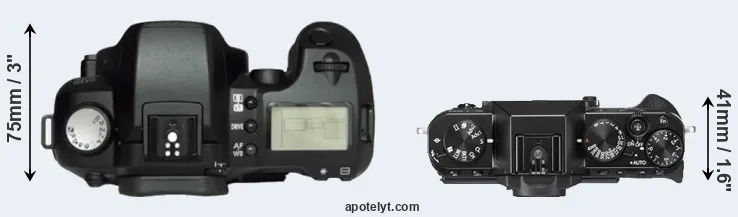 Compare D60 versus X-T20 top