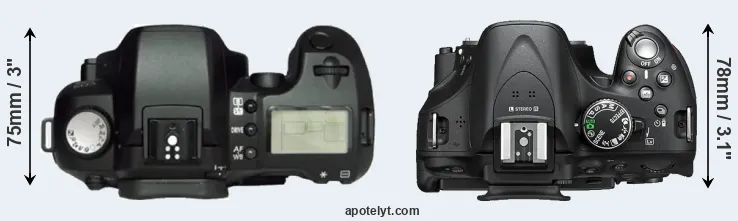 Compare D60 versus D5200 top