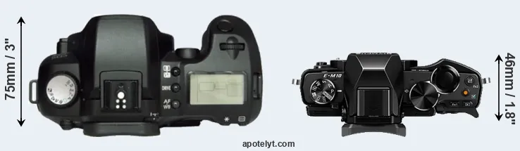 Compare D60 versus E-M10 top