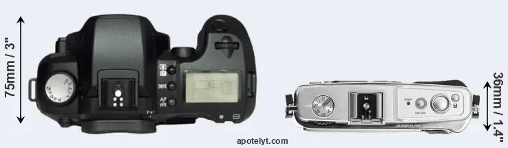 Compare D60 versus E-P1 top