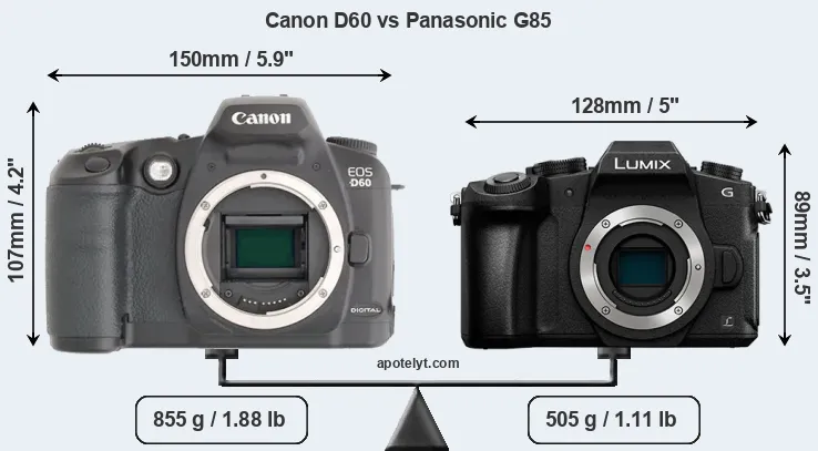 Size Canon D60 vs Panasonic G85