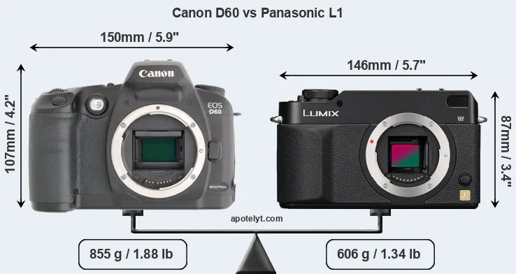 Size Canon D60 vs Panasonic L1