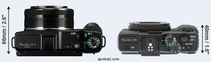 Compare G1X Mark II versus G16 top