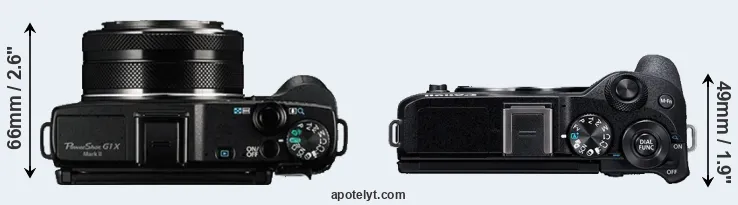 Compare G1X Mark II versus M6 Mark II top