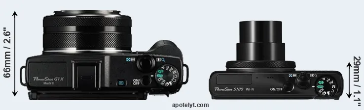 Compare G1X Mark II versus S120 top