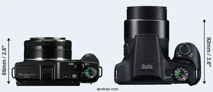 Compare G1X Mark II versus SX520 top