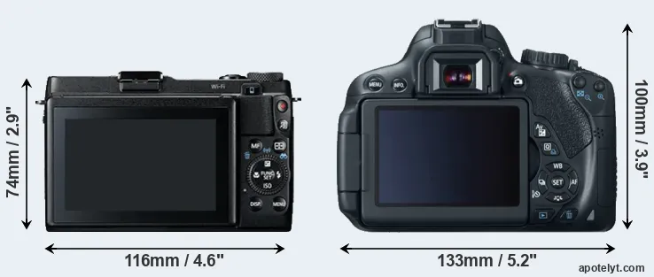 Comparison G1X Mark II or T4i rear