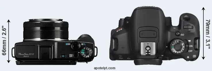 Compare G1X Mark II versus T4i top