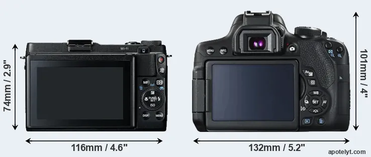 Comparison G1X Mark II or T6i rear