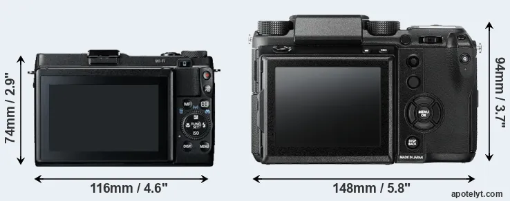 Comparison G1X Mark II or GFX 50S rear