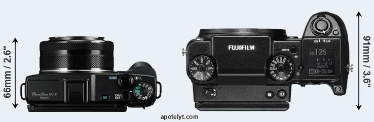 Compare G1X Mark II versus GFX 50S top