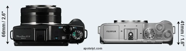 Compare G1X Mark II versus X-A7 top